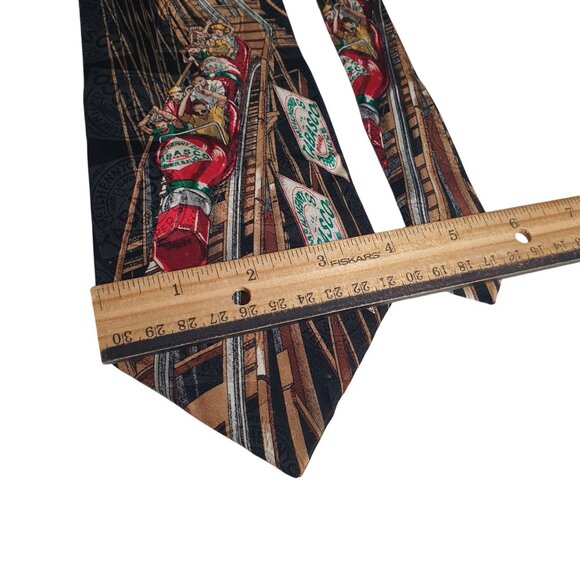 Tabasco Roller Coaster Bottles Server Silk Neck Tie Black Red Novelty Restaurant - Picture 3 of 5
